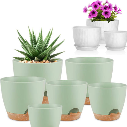 QRRICA Plant Pots 8/7/6.5/6/5.5/5 Inch Self Watering Pots and 12/10/9 Inch Pots