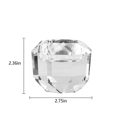 Kitcom Crystal Tealight Candle Holders Pack of 2 for Party Dinner Table Home Decor Hand Cut W2.7'' X H2.3'', Comes with Gift Box