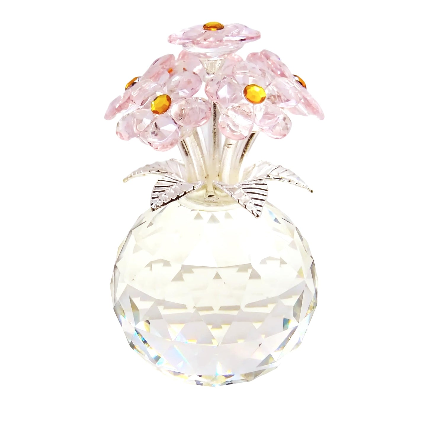 K9 Pink Crystal Forget-Me-Not Figurine in Clear Crystal Vase