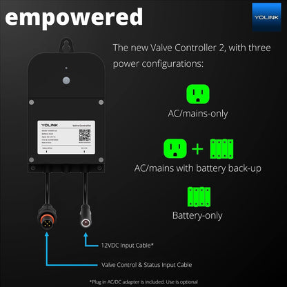 YoLink Wireless Smart Valve Control Kit, NSF Certified 1-1/2" Stainless Steel Motorized Valve, Wireless Controller 2, LoRa Long Range, D2D Offline with Leak Sensors, 2 Years Battery backup