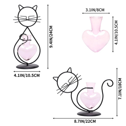 Plant Terrarium Plants Propagation Station Cat Lover Gifts for Women Home Office Decor Cat Desk Accessories