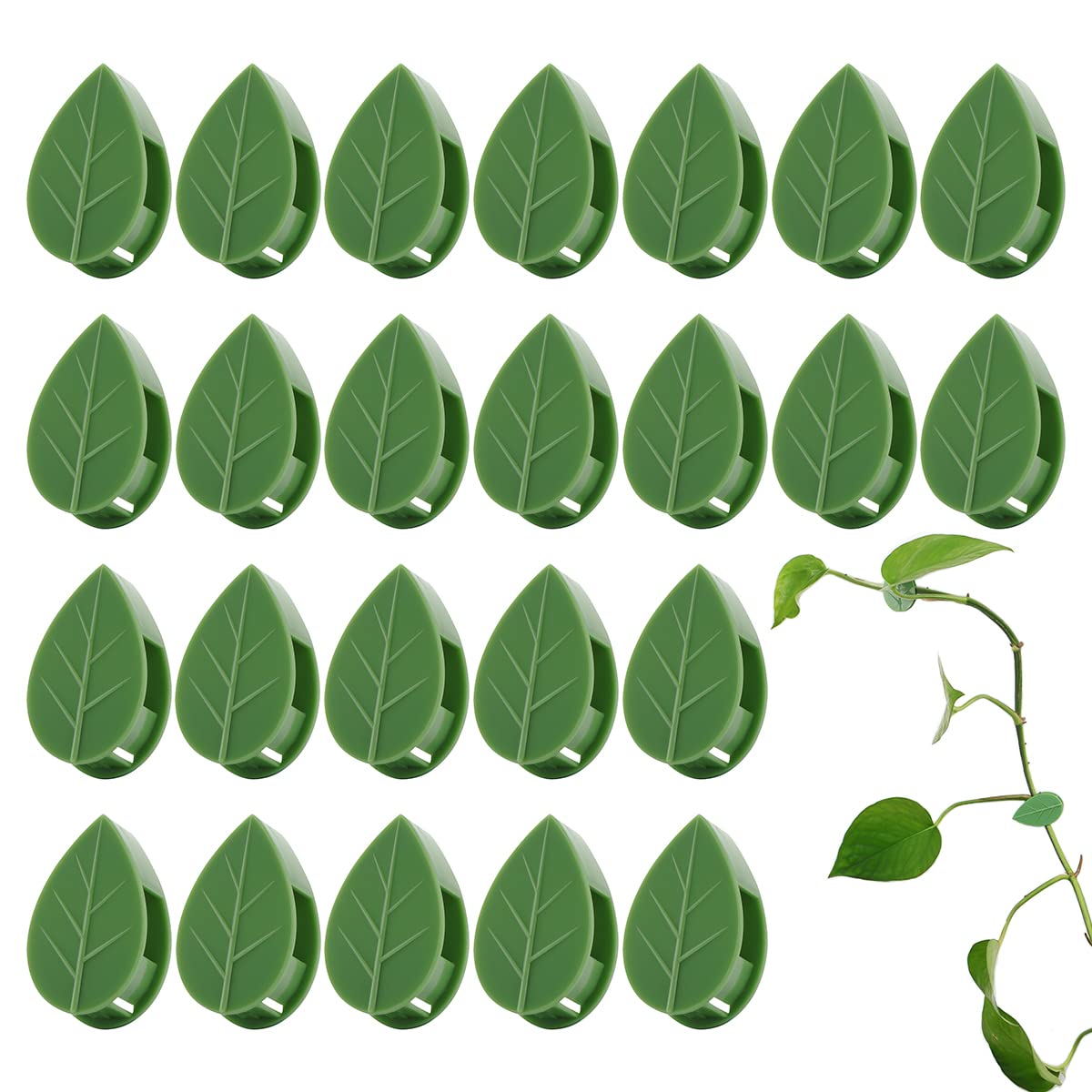 LUCKJUJU 60 Pcs Plant Climbing Wall Fixture Clips Self-Adhesive Hook Vines Traction Clips Invisible Holder Garden Green Leaf Simulation Self-Adhesive Hook Wire Fixing Supporting