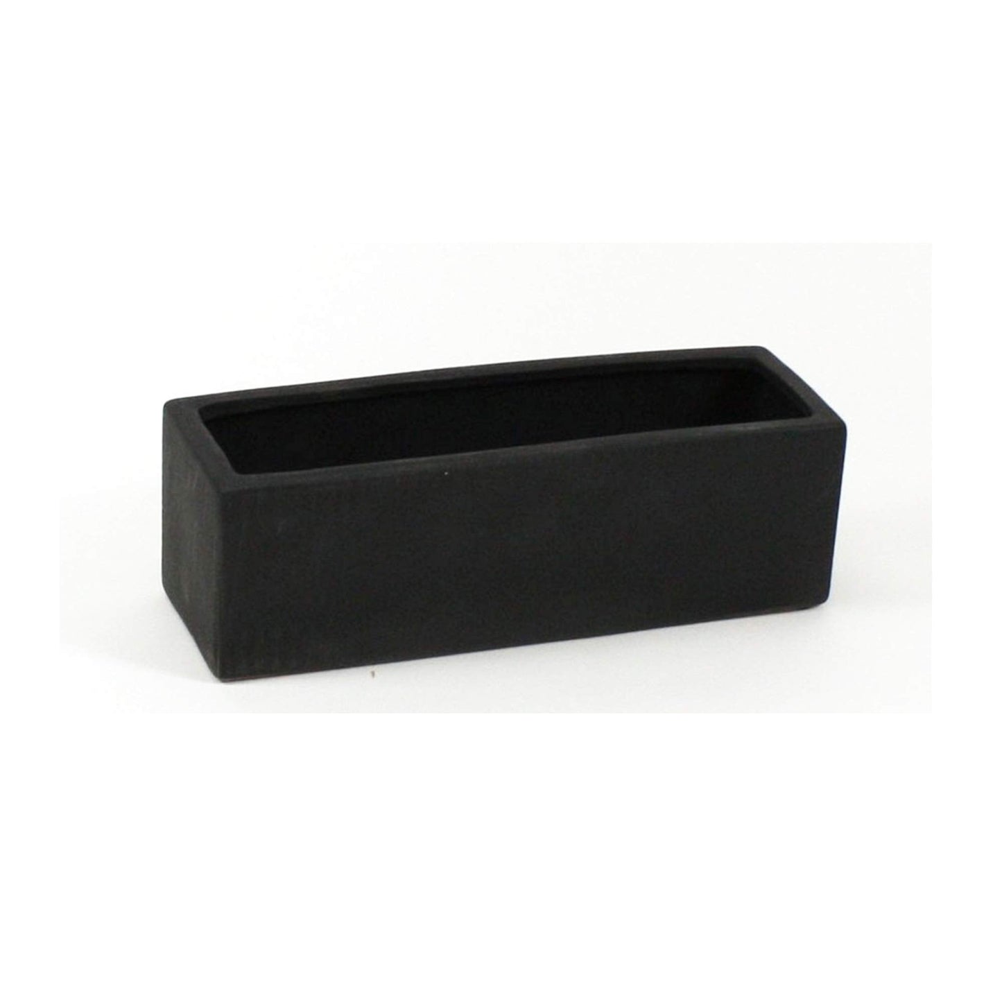 WGVI Long Rectangle Ceramic Planter Vase in Black 12" x 4" x 4"H, Block Rectangular Terrarium Box Pot, Flower Arrangement, Table top Centerpiece, Home Decor Organization Storage Container, 1 Pc.