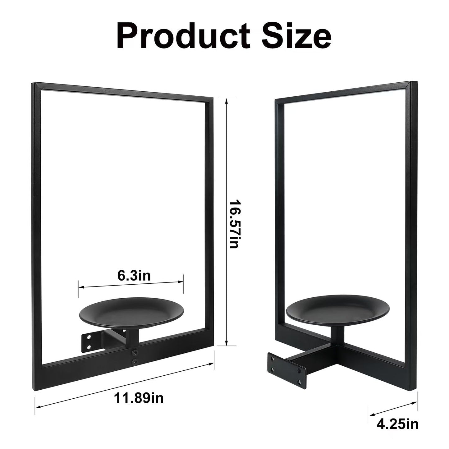 SUNLITOPTO Plant Wall Shelf, Metal Modern Style Frame, Picture Wall Plant Holder, Plant Frames for Living Space Decor Display Stand for Living Room Balcony Garden Patio (2 PACK(BLACK))