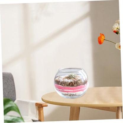 jojofuny Small Round Glass Bubble Vase 15cm Hydroponic Plant Container Succulent Terrarium Flower Pot for Home Office Decoration