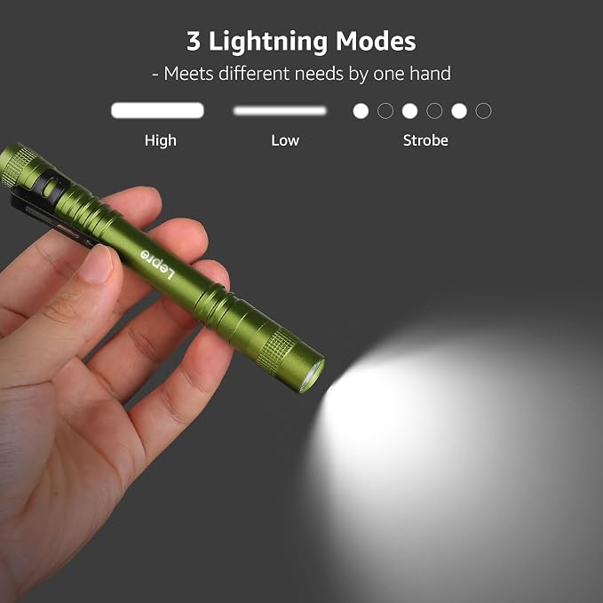 Lepro LED Pen Flashlights, Lightweight, Mini, Waterproof Pocket Flashlight with Clip, 2 Pack Small Flashlights for Inspection, Work, Emergency