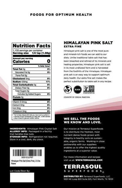 Terrasoul Superfoods Himalayan Pink Salt, 5 Lbs (2 Pack) - Extra Fine Grind | Trace Minerals