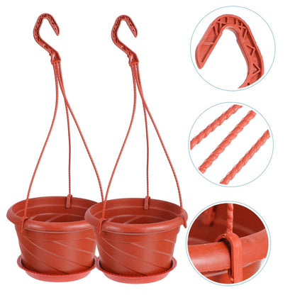 Yardwe 10Pcs Plastic Hanging Planters with Hooks Garden Planters for Indoor Outdoor Balcony Decor Durable Plastic Hanging Flower Pots with Drainage Holes