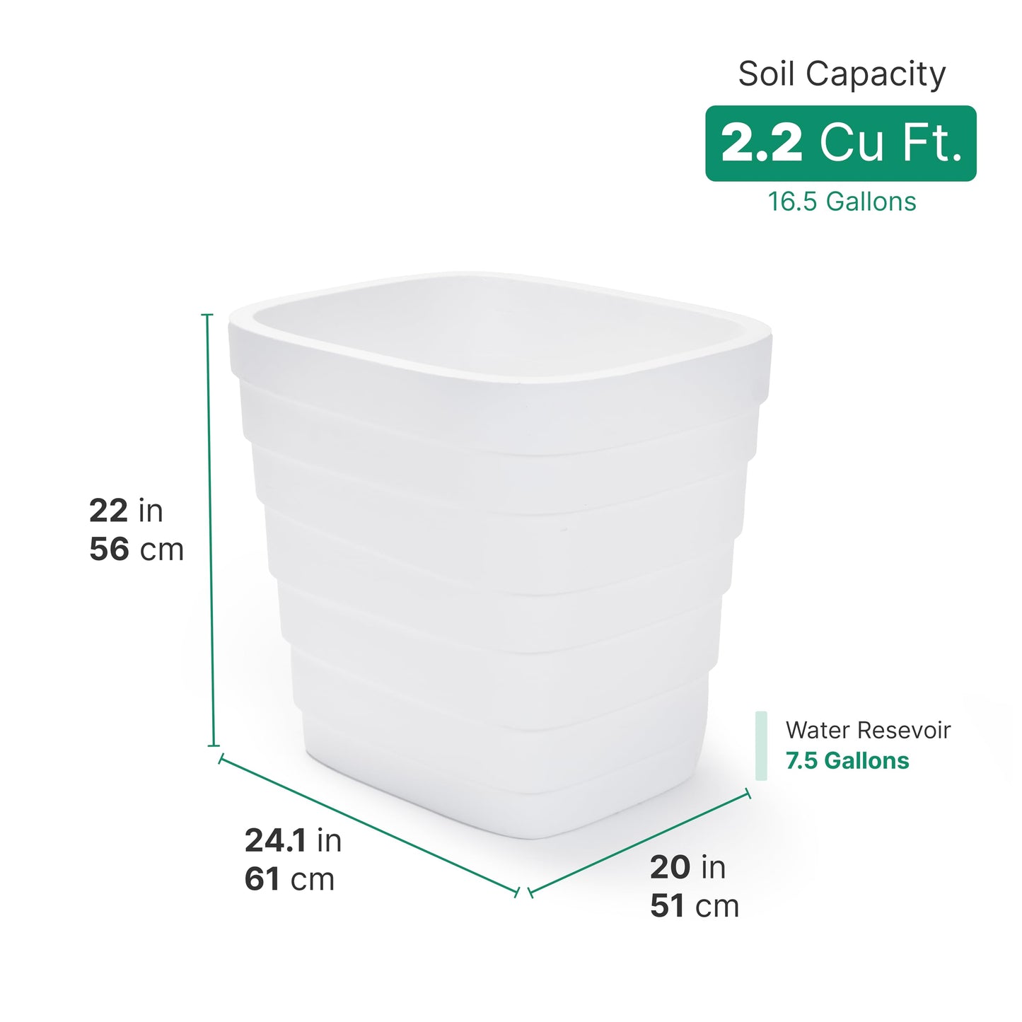 Step2 Wave 20x24 Planter, Large Planters for Outdoor Plants, Gardening and Flower Pot for Patio or Porch, Efficient Drainage, Durable Plastic, White, 2-Pack