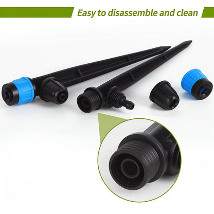 50pcs Drip Irrigation Emitters for 1/4" Drip Tubing Adjustable 360 Degree Fan Shape Water Flow Vortex Drippers for Drip Irrigation with Lock Barbed Irrigation Drip Nozzles for Flower Plants Garden