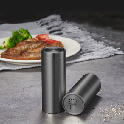 2-Pack Salt Pepper Shakers,3OZ "S" and "P" Shakers, 304 Stainless Steel Spice Jars Seasoning Dispenser for Salt Sugar Spice Pepper (Light Black, Large)