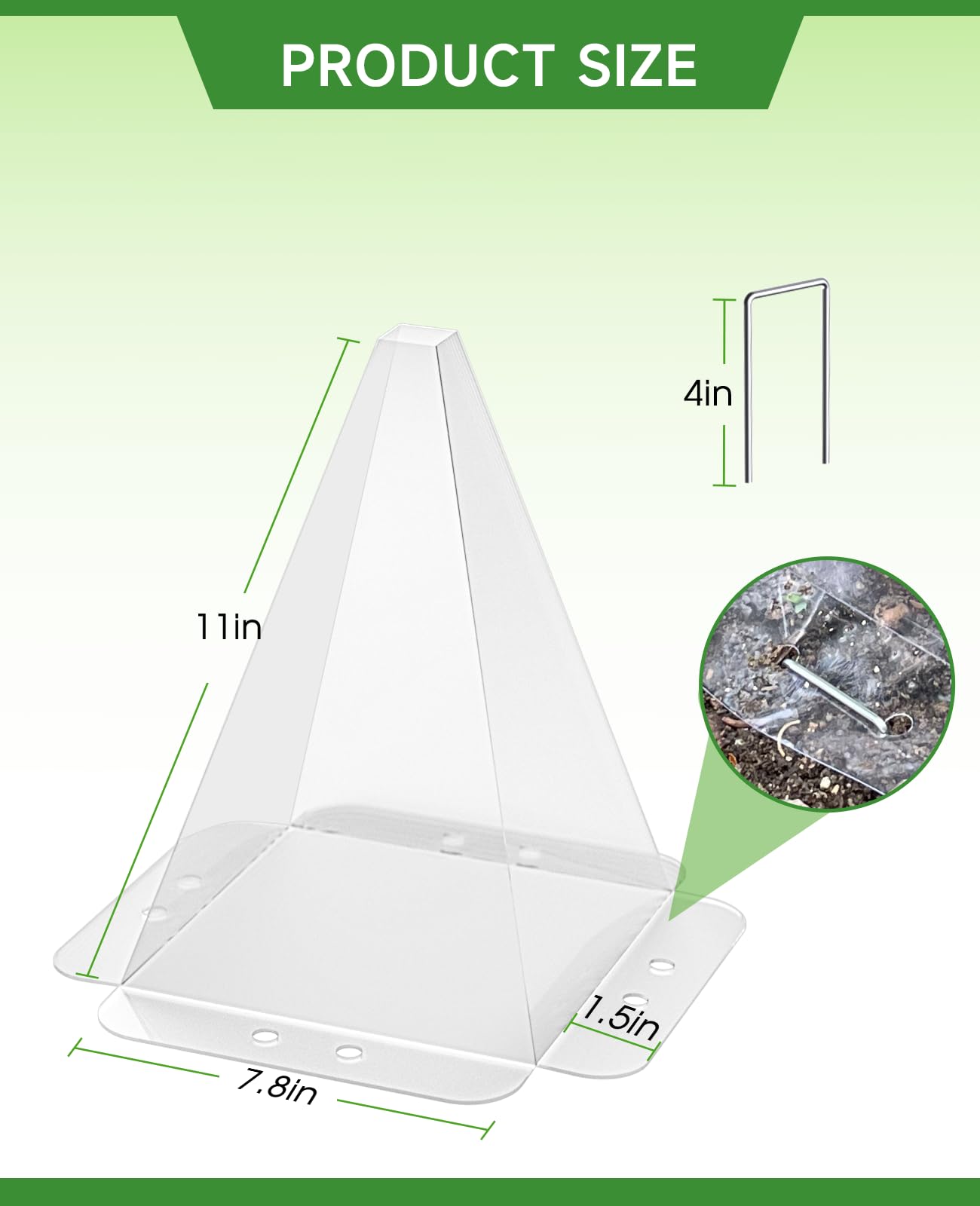 SENWELL-KA 20 Pack Garden Cloches for Plants - Clear Reusable Plastic Seedling Covers with 40 Metal Stakes - Mini Greenhouse Plant Bell Covers for Frost, Sun, Pests Protection(7.8" x 11")
