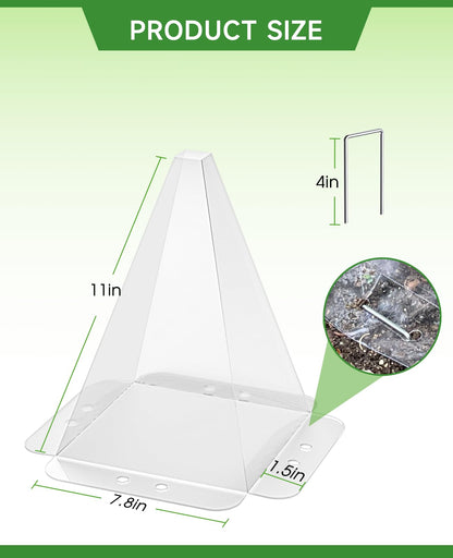 SENWELL-KA 20 Pack Garden Cloches for Plants - Clear Reusable Plastic Seedling Covers with 40 Metal Stakes - Mini Greenhouse Plant Bell Covers for Frost, Sun, Pests Protection(7.8" x 11")