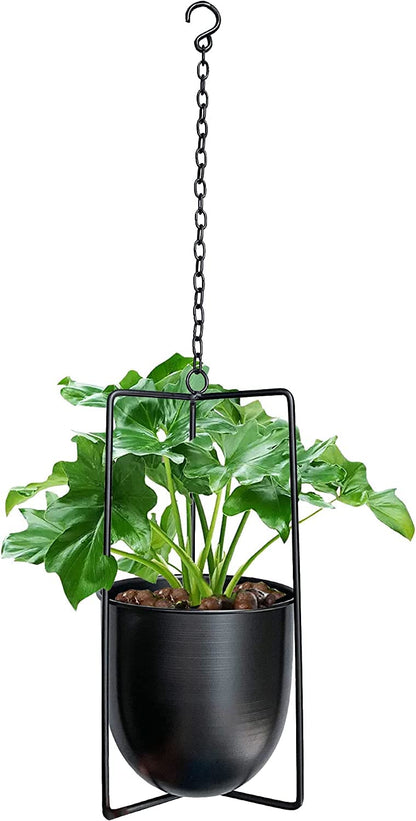 JUSUFU Metal Plant Hanger,Hanging Planters Indoor Hanging Flower Pots (Black)