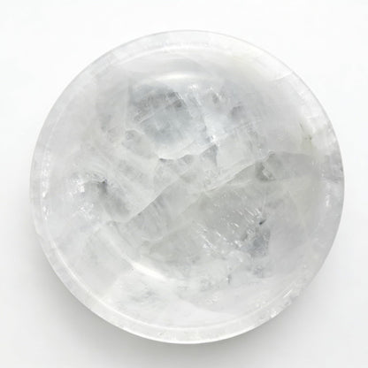 YeasHome Calcite Stone Bowl, Pure White, Natural Marble Crystal 20cm