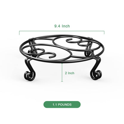 Yimobra 2 Pack Plant Stand for Flower Pot Heavy Duty Potted Holder Indoor Outdoor Metal Rustproof Iron Garden Container Round Supports Rack for Planter (9.4Inches, Black)