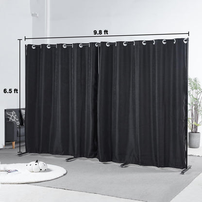 Portable Room Divider Panel, Folding Freestanding Room Partition Wall, Home Vertical Curtain Divider Stand Ceiling Self Stand, Space Privacy Screen for Office, Black