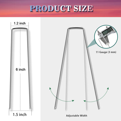 Gtongoko 120 Pack Galvanized Landscape Staples Plant Cover Stakes 6 Inch 11 Gauge Lawn Staples Fence Stakes Ground Stakes for Landscaping Securing Weed Barrier Fabric, Decoration
