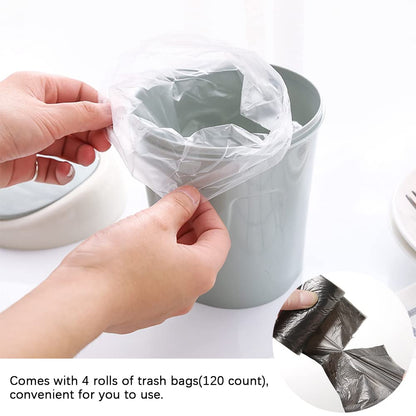 SITAKE 2 Pcs Plastic Mini Wastebasket Trash Can with 120 Trash Bags, Tiny Desktop Waste Garbage Bin with Swing Lid for Home, Office, Kitchen, Vanity Tabletop, Bedroom, Bathroom (Blue + Pink)