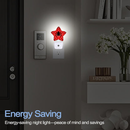 Halloween Red Spider Night Lights Plug Into Wall,Spiderweb Star Night Light for Kids,Nightlight with Dusk to Dawn Smart Sensor for Bedroom Bathroom Decor,Children Women Men Gift