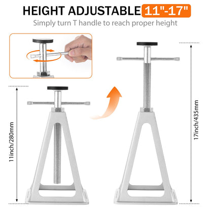 BOYISEN RV Stabilizer Jacks Set of 4，Aluminum Screw Jack Stands Adjustable from 11-17 Inch, Single Stabilizer Jacks for Travel Trailer Support up to 7500 Lbs