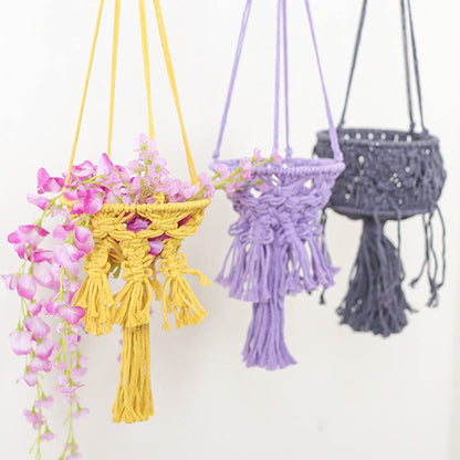 Kelendle Macrame Plant Hangers with Tassels Indoor Hanging Planters Basket Handmade Cotton Rope Flower Pots Holder Stand Boho Home Decor Outdoor Decorations Round White