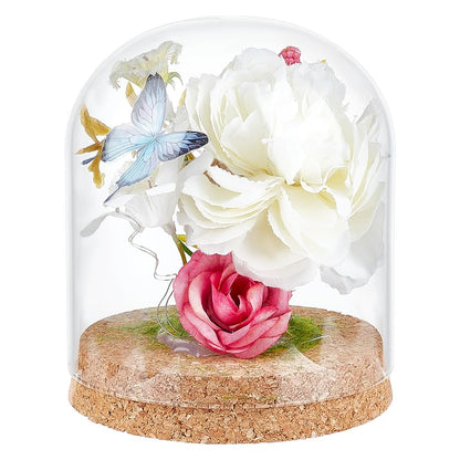 BENECREAT 5x4 Inch Glass Dome Cloche with Cork Base, Glass Dome Decorative Jars, Bell Glass Jars for Flower Valentine's Day Decoration, Inner Diameter: 3.8 Inch