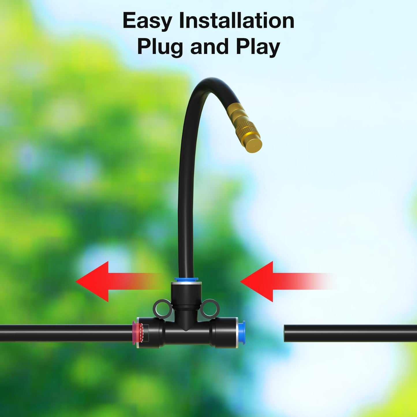 MIXC 1/4" Drip Irrigation System, Adjustable Copper Nozzles (7.8ft Rod Length, 12pcs nozzles and connectors,NO Water Pipe)