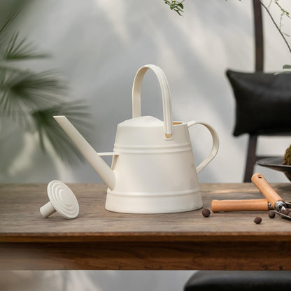 1 Gallon Watering Can for Plants, Watering Cans for Indoor&Outdoor Gardening, Water Can with Ergonomic Movable Handle (White)