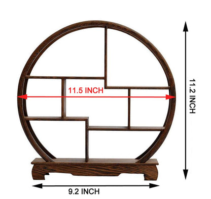 NWFashion Chinese Wooden Rosewood Display Stand Decoration 11" Curio Cabinets Shelf (Circle)