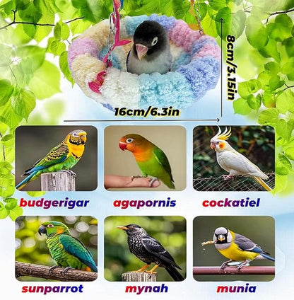 Hanging Bird Hammock for Cage Warm Plush Hanging Bird Bed Bird Snuggle Hut Parrot Hanging Sleeping Bird House for Parakeet, Conure, Budgie, Cockatiel, Lovebird, Finch, Hamster-Pink