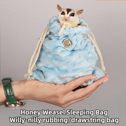 Sugar Glider Bonding Pouch - Soft Sleeping Pouch with Breathable Vent & Drawstring Portable Travel Bag Small Animal Carrier for Sugar Glider Squirrel Hamster Rats Hedgehog Bird Parrot (Pink)
