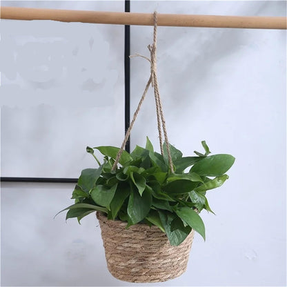 Garden Hanging Planter Storage Basket Jute Rope Woven Indoor Outdoor Flower Pot Holder Plant Hangers Home Decor