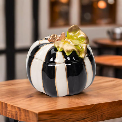 Cosmos Gifts 21091 Black and White Small Ceramic Pumpkin Box