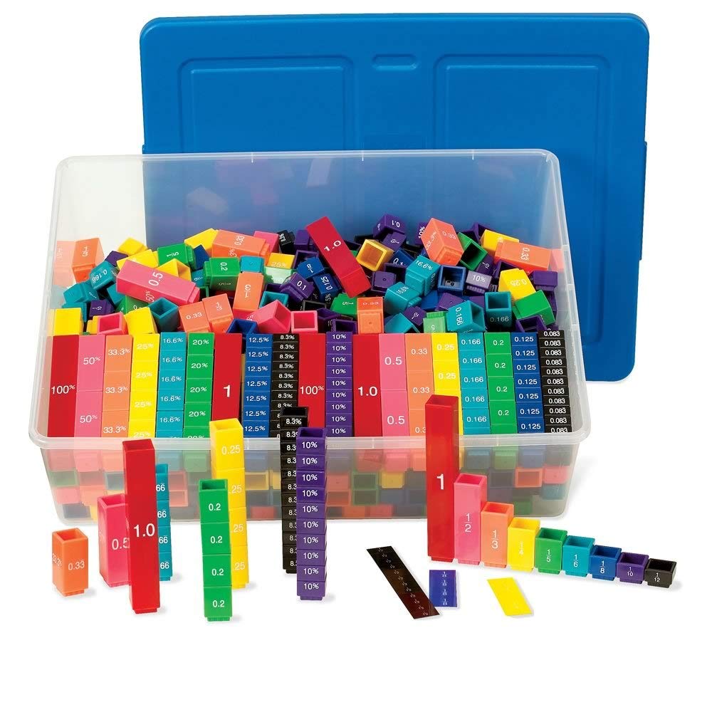 hand2mind Plastic Rainbow Fraction Tower Equivalency Cubes Montessori Math Materials for Kids to Learn Fraction Equivalence Math Manipulatives 4th Grade, Homeschool Supplies (Set of 15)