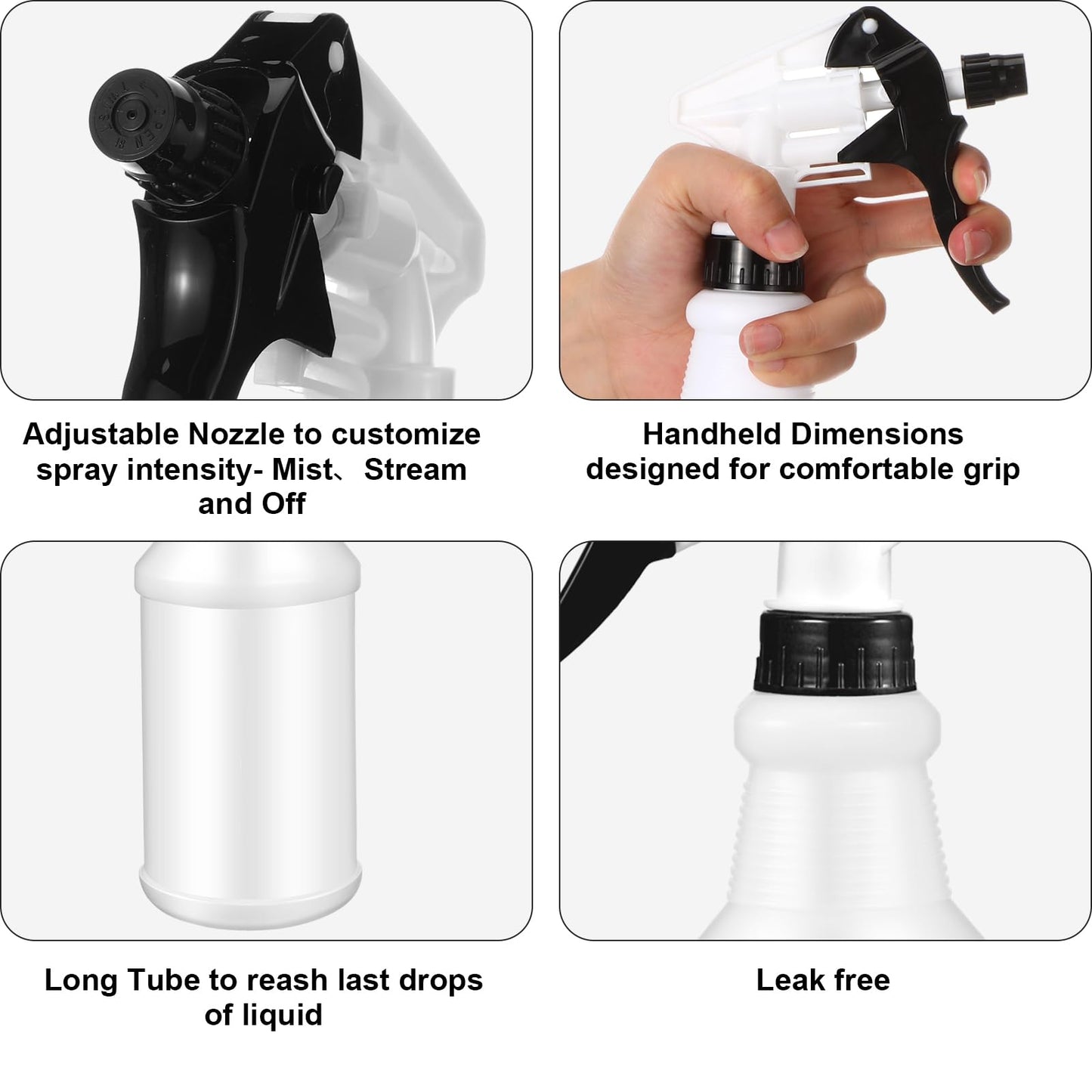 Eccliy 12 Pcs 16 Oz Plastic Spray Bottle, Adjustable Empty Reusable Sprayer for Cleaning, Planting, Water, Bathroom and Kitchen, BBQ, Commercial and Residential (Original,Red,Black)