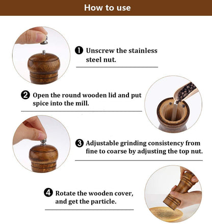 solid wood oak grinder restaurant pepper manual grinding powder pepper grinding kitchen seasoning tool (5 inch)