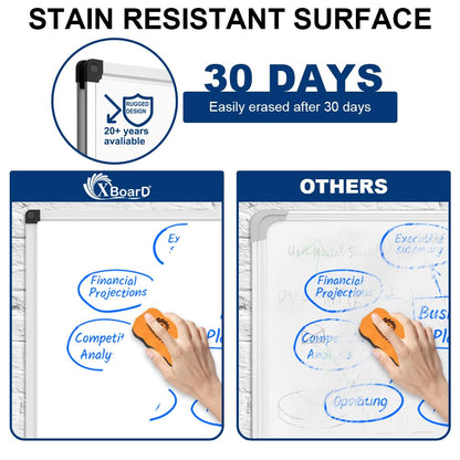 XBoard Porcelain Magnetic Dry Erase Board 48 x 36 Inch, Porcelain Whiteboard Aluminium Frame & Marker Tray