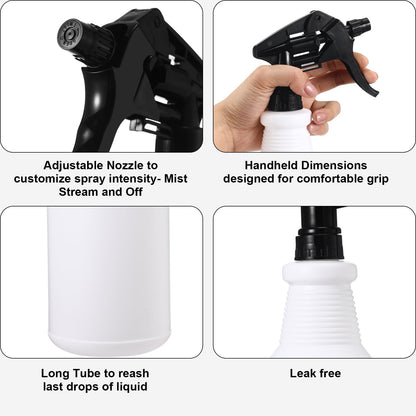 Gerrii 24 Pcs 24oz Plastic Spray Bottle Bulk, Empty Refillable Squirt Bottles for Cleaning Solution, Leak Proof Water Spray Bottle with Adjustable Nozzle and Sticker Commercial Supplies (Black)