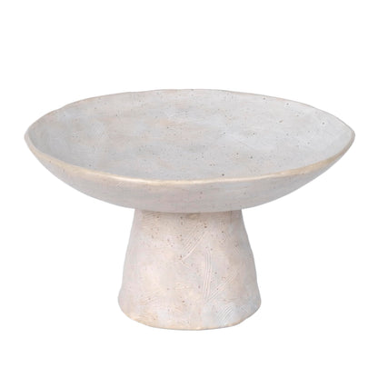 Shelf & Nook Ceramic Pedestal Bowl – Large Decorative Footed Bowl for Fruit, Keys, Entryway Table, Kitchen Island Centerpiece – Off-White Matte Stoneware, Modern French Farmhouse Decor