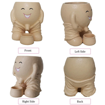 Dolkgy Cute Head Planter, Face Plant Pot Fun Head Vase for Plants for Indoor Outdoor Décor, Unique Cactus Office Flower Pots