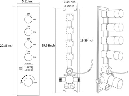 AYIVG Chrome Multi Functions Thermostatic Concealed Shower System 16 X 26 Inch And 8 inch Ceiling Dual Rainfall Shower Heads System Fixtures With Body Jets And Handheld Shower Faucet Set