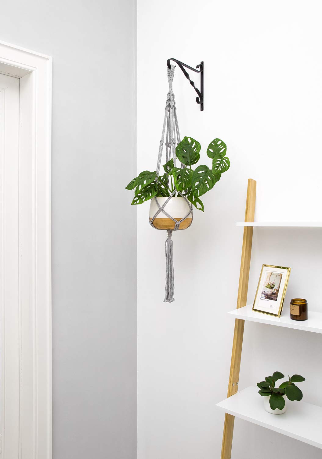 Mkono 35 inch and 41inch Macrame Plant Hanger Indoor Hanging Planter Basket with Wood Beads Decorative Flower Pot Holder for Indoor Outdoor Boho Home Decor (POTS NOT Included)