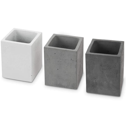 MyGift Pen Holder Pencil Holder For Desk,Pen Cup Holder For Desk,Concrete Desktop Pencil Cup,Modern Gray-Tone,Set of 3