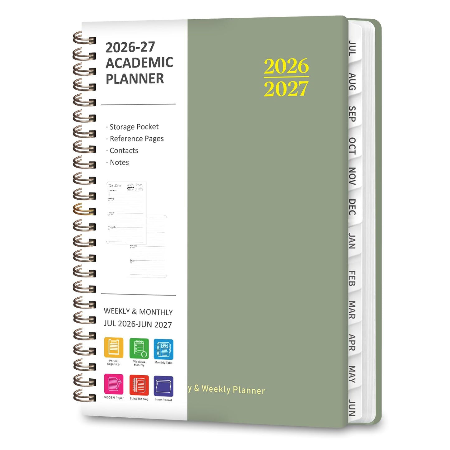 Planner 2026-2027, Academic Weekly and Monthly Calendar Planner, July 2026 - June 2027, Hardcover Planning Agenda Book for Desk Accessories and School Supplies - A5 Size (6.3'' x 8.5'')