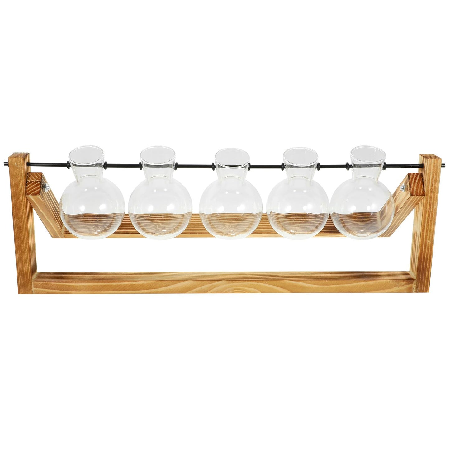 NUOBESTY Glass Plant Propagation Station Set with Metal Stand, 5 Glass Vases for Indoor Hydroponic Plants, Home Décor Terrarium Display for Desktop and Greenery Arrangement