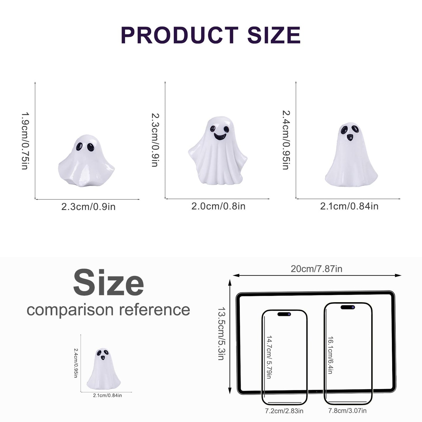 Cutecutedy 60Pcs Mini Resin Ghost Figurines,Tiny Little Ghosts for Halloween Decor,Cute Spooky Vase Filler,Tiered Tray & Table Centerpiece,Miniature Party Favors,Home Decor
