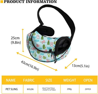 FUSURIRE Sunflower Cow Print Pet Sling Carrier Mesh Travel Bag for Small Dogs Cats Chihuahua Puppy Stuff with Adjustable Strap and Reinforced Buckle Design Safe Pet Carrier Front Pack