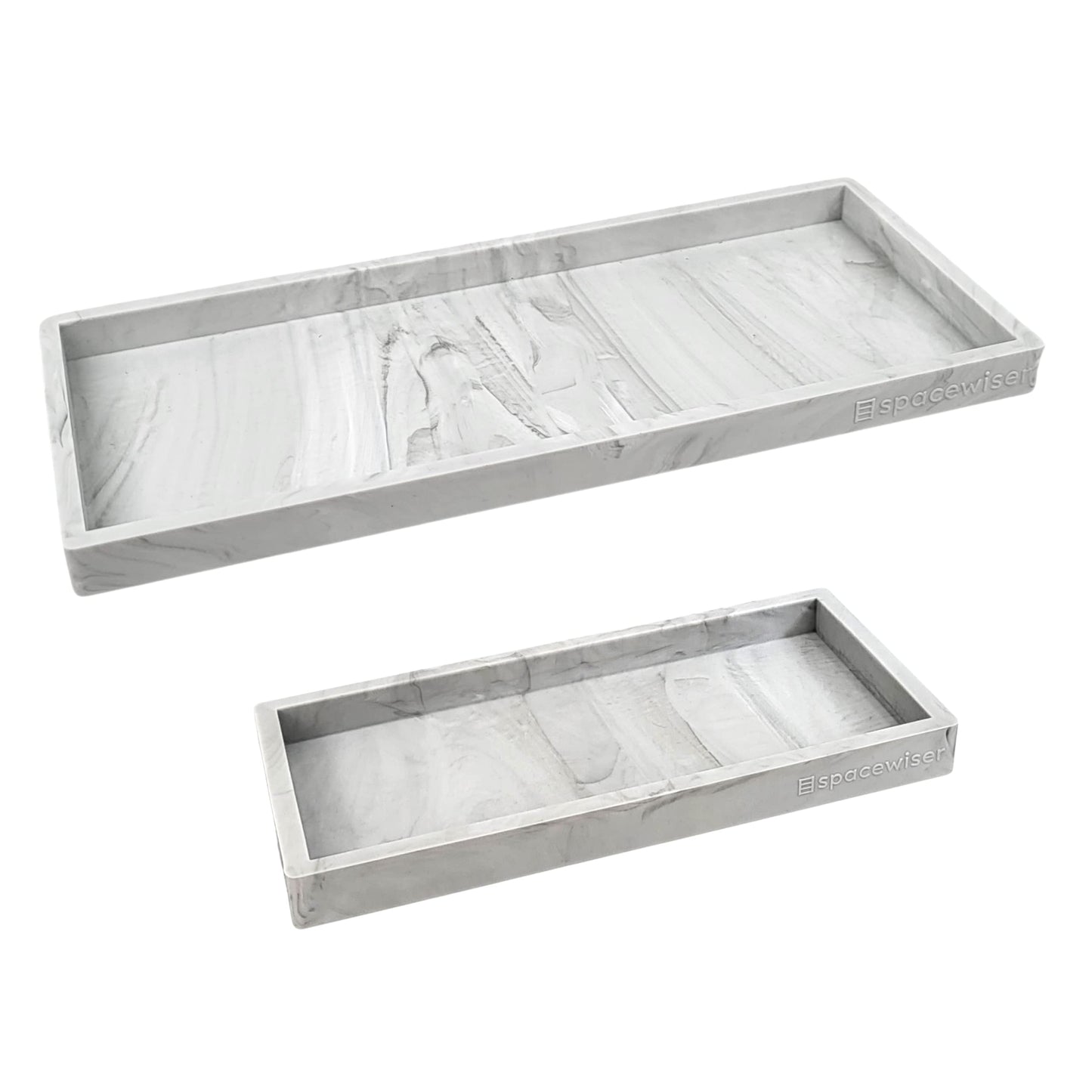 Spacewiser Countertop and Vanity Tray - 2 PC (11” and 7”) Shatterproof Silicone Kitchen and Bathroom Trays for Counter, Kitchen Soap Dispenser Tray, Vanity Trays for Bathroom, Perfume Key Tray