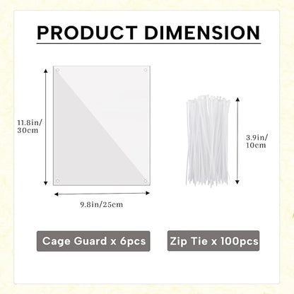 KEYIDE 6Pcs Plastic Pet Cage Liner 12” x 10” Clear Bunny Cage Urine Guard Guinea Pig Side Lining Sheet Rabbit Habitat Siding Ferret Scatter Guard Cage Accessories Simple but Essential